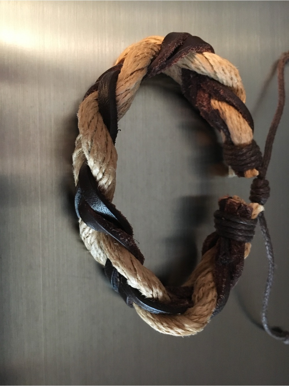 Source Unknown Brown and Tan Braided Men's Leather Rope Bracelet